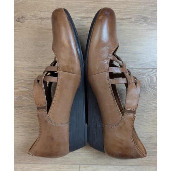 Rockport Cobb Hill Leather Wedge Heels 9.5 Brown Mary Jane Strappy Comfort Shoe - Picture 2 of 11